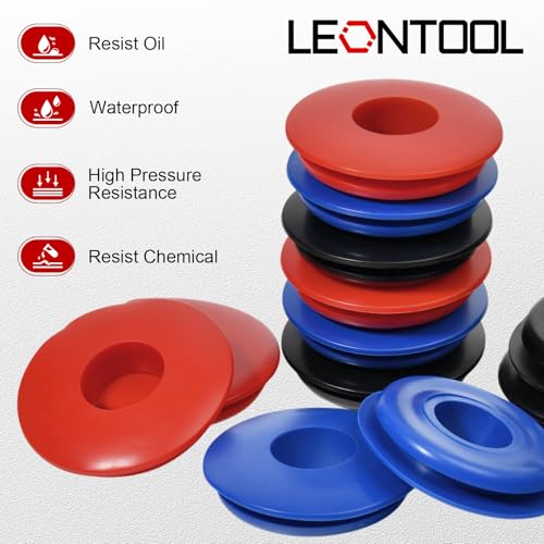 LEONTOOL 30Pcs Glad Hand Seals Rubber Gladhand Seals Washers Round Elastic Grommets Gaskets for Semi Trucks Trailers Tractors Brake Air Hose (10Pcs Red, 10Pcs Blue, 10Pcs Black)