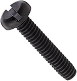 Nylon 6/6 Pan Head Machine Screw, Black, Slotted Drive, #4-40 Thread Size, 1/4