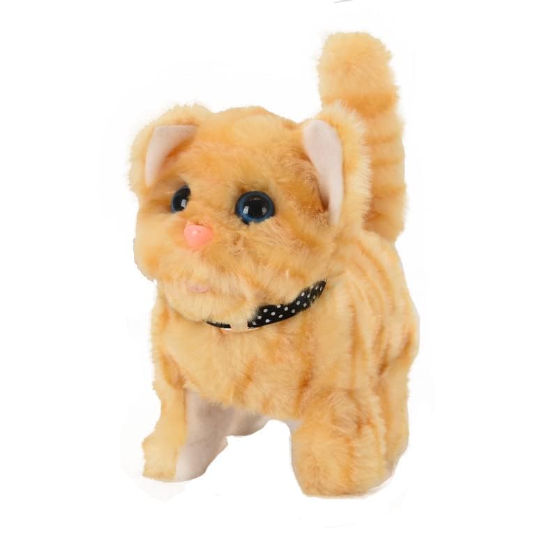 Electric Plush Cat, Electronic Interactive Toy, Persian Cat Stuffed Animal, Can Walking, Running, Meowing Wagging Tail Kitten, Interactive Companion Pets, Gift for Kids Children's Birthday (Yellow)