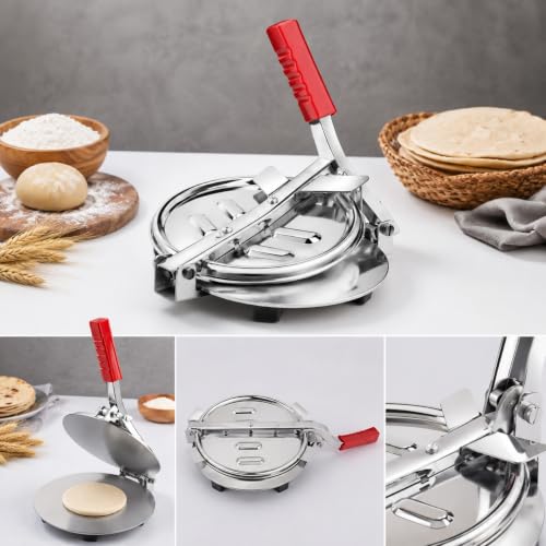 Image of Blendura Stainless Steel Puri Press Machine with Easy Grip Handle, Manual Papad, Khakhra, Chapati & Roti Maker for Home Kitchen