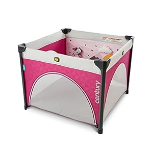 Century Play On 2-in-1 Playard and Activity Center | Playpen Includes Soft Toys and Zippered Door, Berry