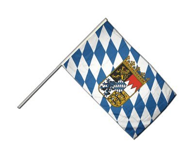 Drapeau Allemagne Bavière Digni avec blason et hampe pour défilé et commémoration