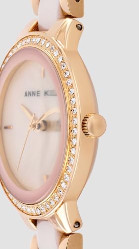 Image of Anne Klein Quartz Analog Mother of Pearl Dial Two Toned Gold & Pink Ceramic Strap Watch for Women - NEAK1418RGLP