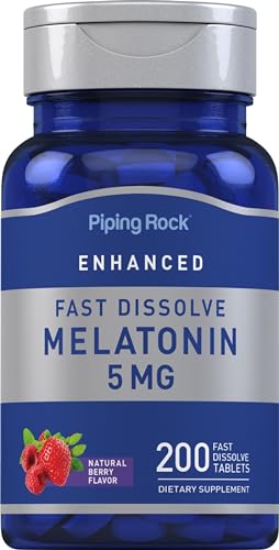 Piping Rock Melatonin 5mg | 200 Fast Dissolve Tablets | Berry Flavor | Adult Supplement | Vegetarian Non-GMO Gluten Free Formula