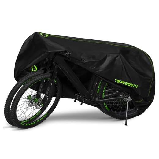 Topcrown Bike Cover Waterproof Outdoor Storage for 2 Bikes, Bicycle Cover Rain Sun UV Dust Wind Proof with Storage Bag for Mountain Road Bike/Ebike (210D Black+Green, XXL Size for 2 bikes)