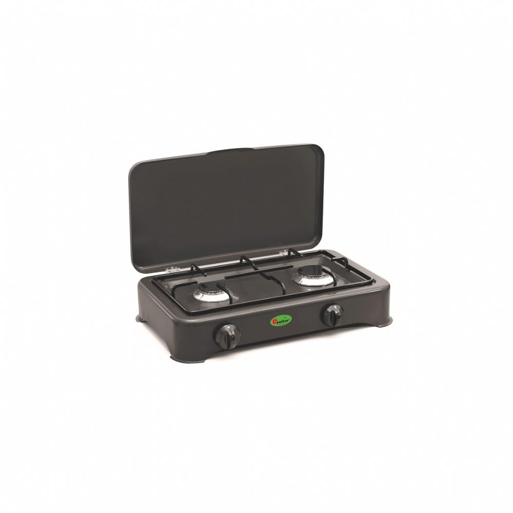 CFParker Fornello 2 Fuochi a Gas GPL Grigio Grafite per Uso Esterno Casa o Campeggio - 5326GSPGP