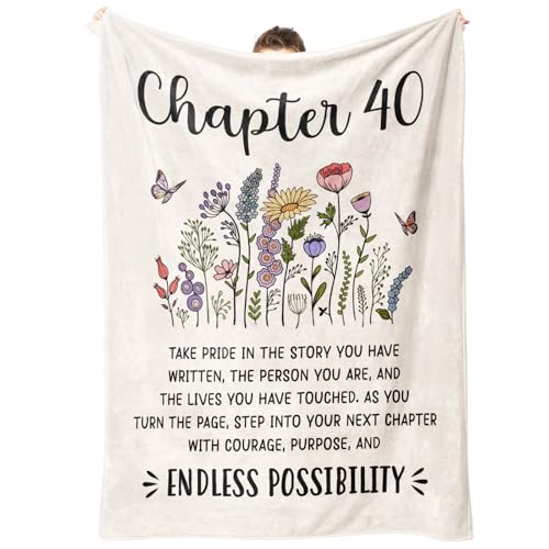 Afterprints 40th Birthday Gifts Women, Chapter 40 Blanket Gift for Her, 40 Year Old Birthday Gifts...