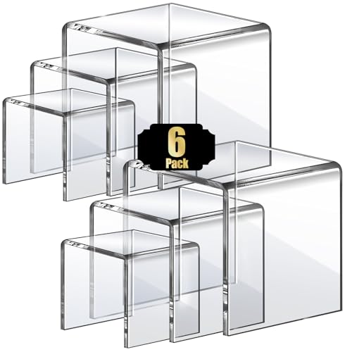 Image of Aheroi Acrylic Risers Display Stands, Acrylic Stands for Display 6Pcs 2Set | Clear Acrylic Display Stands, Small Table Display Shelf Cupcake Stand Buffet Risers for Wedding Party Food Statue(3 inch*4 inch*5 inch)
