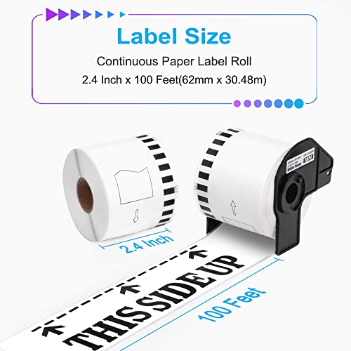 Markdomain - Dk-2205 Continuous Paper Labels Tape Compatible Brother Dk2205 Dk 2205 (2.4" X 100 Ft.) Use With Brother Ql-720Nw Ql-810W Ql-820Nwb Ql-1110Nwbc Label Printers - 8 Rolls + 1 Frame #TOP1