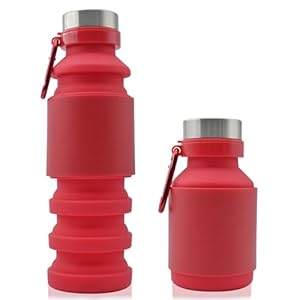 Mitour Collapsible Water Bottles Cups – 550ml Reusable BPA Free Silicone Foldable Travel Water Bottle Cup Sports & Fitness Essential for Running,Travel, and Gym Camping Hiking Lightweight Durable