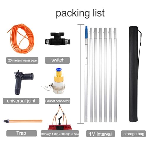 Kit de Limpieza de Ventanas con Suministro de Agua, Cepillo y Mango Extensibles, Limpiador de Largo Alcance para una Limpieza eficiente, Ideal para Uso doméstico y profes