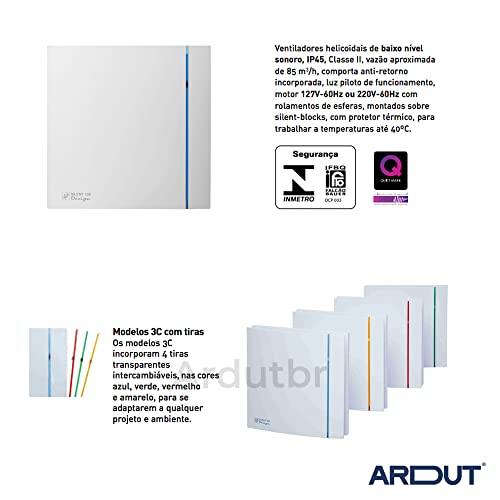Exaustor Para Banheiro Ultra Silencioso SILENT DESIGN 100mm 72m3/h 220v