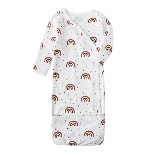Image of O2 BABY 100% Organic Cotton Kimono Gown with Mittens & Fold-Over Pouch