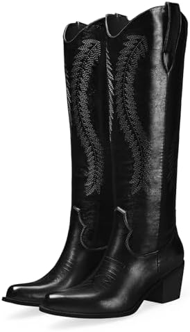 RKQ Women's Metallic Cowboy Boots Sparkle Knee High Cowgirl Boots...