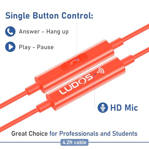 Image of LUDOS FEROX USB C Headphones for iPhone 17 16 15 Pro Max Plus Air iPad Pro, 5 Years Warranty, USB-C Earbuds for Samsung Galaxy S24 S23 Ultra S22 S21 FE S20 Z Flip 3 Fold 4 A53, USB Type C Earphones