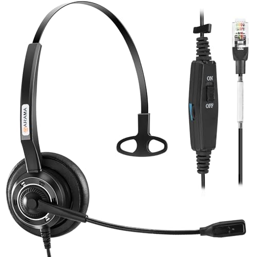 Phone Headset RJ9 with Microphone Noise Cancelling & Mute Switch, Telephone Headset Compatible with Polycom VoIP VVX311 VVX411 VVX310 VVX410 VVX300 VVX400 VVX401 VVX501ShoreTel 230 Landline Phone