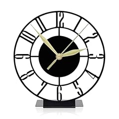 PRIMESTL Modern Black Metal Desk Clock Black Round Silent Non Ticking Analog Table Clock Minimalist photo PRIMESTL Modern Black Metal Desk Clock Black Round Silent Non Ticking Analog Table Clock Minimalist