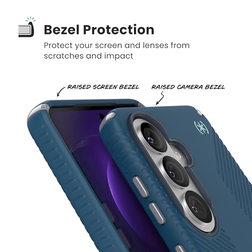 Image of Speck Samsung Galaxy S26 Presidio2 Grip + Magnet Case - Deep Sea /Silver Metallic /Spell Blue