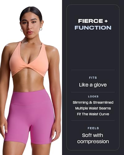 Image of Aoxjox Trinity Workout Biker Shorts for Women Tummy Control High Waisted Exercise Athletic Gym Running Yoga Shorts 6 inch