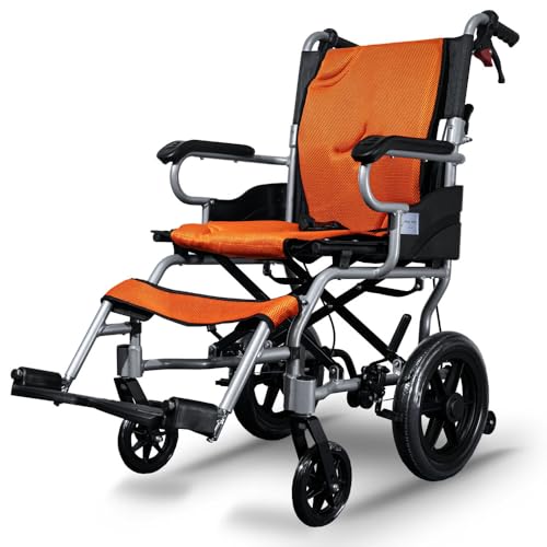 ナイス ウェイ(Nice Way) AS300【シート洗濯可能】【自衛隊導入モデル】介助式車椅子【リアタイヤ付】【介助用】 (シャインオレンジ)