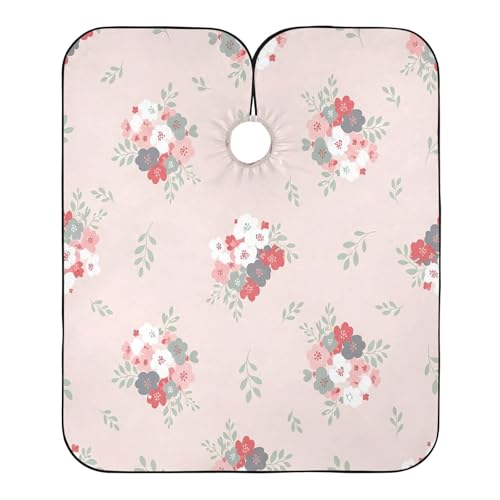 Capa para corte de cabello impermeable profesional con cierre ajustable de broche, diseño floral dibujado a mano miniatura 2