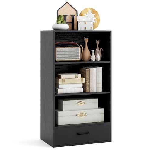 Giantex 4 Tier Bookcase with Drawer, 42.5" Tall Floor Standing