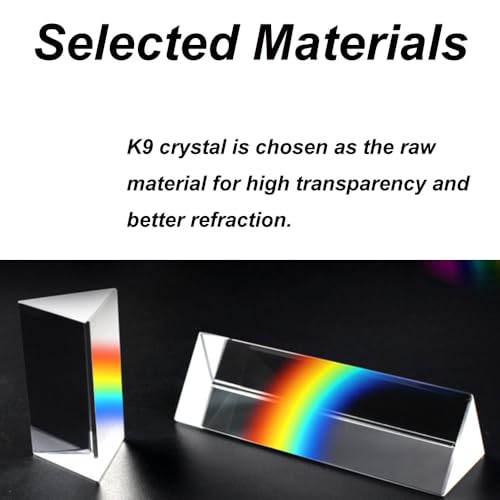 2 Stück Kristallglas-Dreiecksprisma, 25 x 25 mm Prisma, Regenbogenspektrum-Experimentglas, K9-Kristall-Dreiecksprisma, klare Linse für Lichtspektrumphysik, Regenbogen-Effekt-Foto