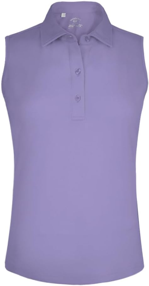 Monterey Club Women's Microfiber Tailored Collar Solid Sleeveless Polo Shirt #4063