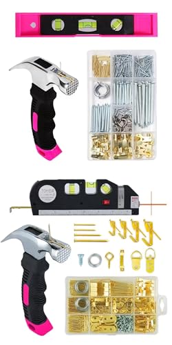 Image of 315Pcs and 352Pcs Picture Hanging Kit, Picture Hanging Hardware with Heavy Duty Frame Hooks, Wire, Nails, D Rings, Photo Sawtooth Hangers, Wall Art Hanging Kit