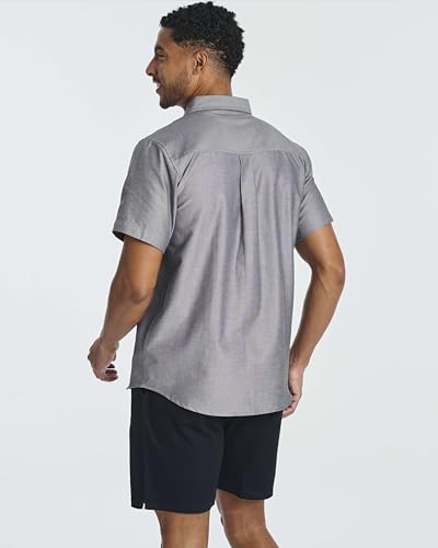 Real Essentials 3 Pack Men's Short-Sleeve Oxford Solid Button Down Collar Casual Shirts with Pocket (Available in Big & Tall)4