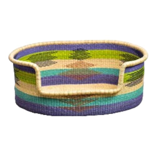 Dog Bed with 3 IN Thick Mattress - Woven Dog Bed Basket - Wicker Puppy Basket Bed - Bolga Woven Basket for Pet Bed - Dog Furniture - Eco-Friendly Handmade Pet Bed (X-Large)