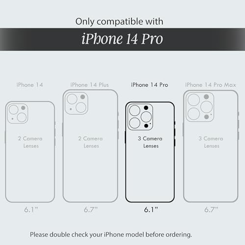 Image of COCOMII Rectangle for iPhone 14 Pro Case, Black Real Mother of Pearl