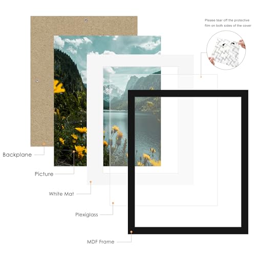 Picrit 14x17 Picture Frame 3 Pack, Black Poster Frame, Display Poster 10 x 14 with Mat or 14 x 17 without Mat for Horizontal or Vertical Wall Mounting