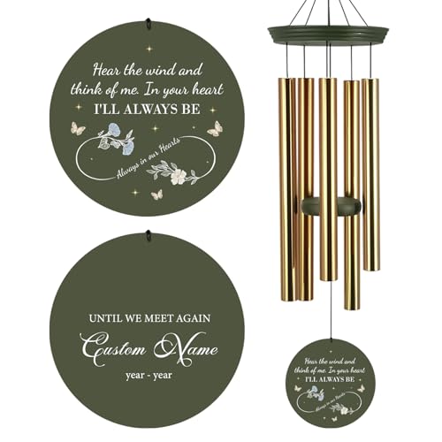 Image of Personalized Memorial Wind Chimes for Outside, Sympathy Gifts Wind Chime for Loss of Loved One, Beautiful Decor with Deep Tone, Ideal for Funeral, Remembrance & Bereavement, Produced in Texas