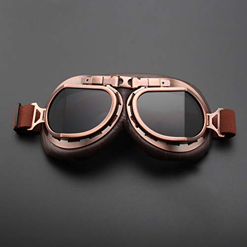 Muxsam Vintage Motorcycle Goggles, Atv Motocross Goggles, Dirt Bike Racing Riding Off Road Scooter Glasses, Windproof Dustproof Eyewear For Adults Men Women, Copper Frame Smoke Lens #TOP5