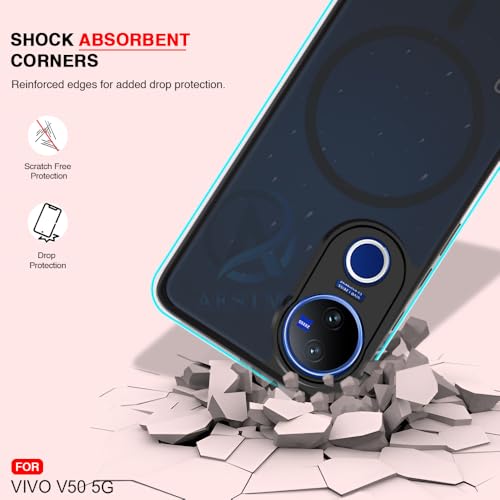 Image of AESTMO Vivo V50 5G / V50e 5G Back Cover | 360 Protection | Matte Frosted Hard Back Translucent | Compatible with MagSafe Accessories for Vivo V50 5G / V50e 5G (Smoke Black Matte PC+Black TPU Bumber)