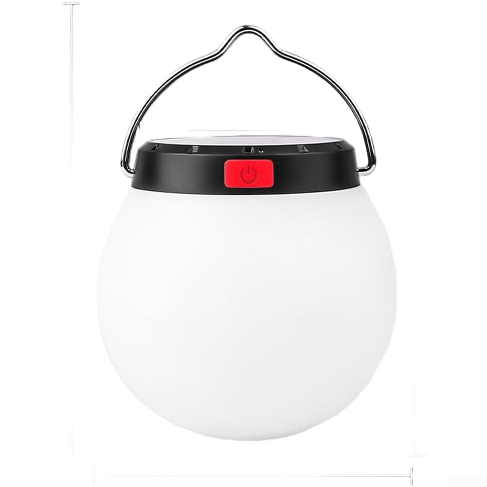 Solar Powered Led Camping Light Rechargeable Portable Outdoor Hanging Lamp With Warm Yellow Glow And Three Brightness Modes For Hiking Tent Backyard Use White Color Compact Design(A)