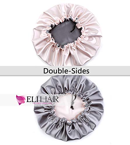 Image of Stain Bonnet Silk Sleep Cap Adjustable Satin Cap for Night Sleeping Hair Bonnet Reversible Double Layer