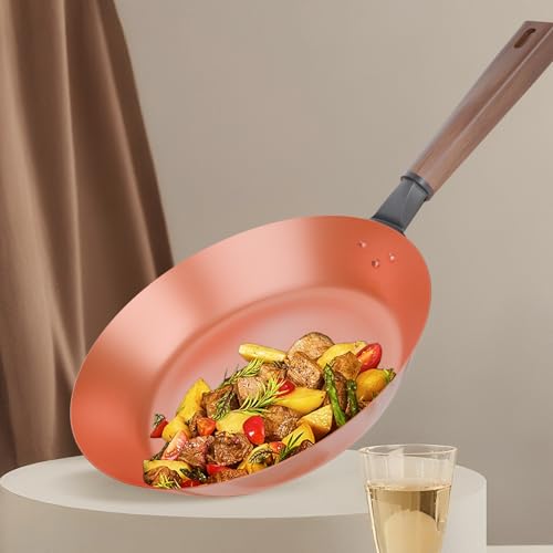 Handmade 11.2-Inch Pure Copper Pan
