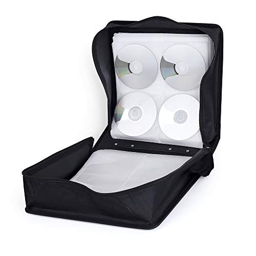 Vicoter 400 Large Capacity CD/DVD Case, CD Case Holder Portable DVD Storage Organizer with Hand Strap Easy to Carry (Black) - Thumbnail 2