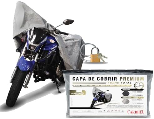 Capa para moto premium forrada com cadeado carbon titanium G