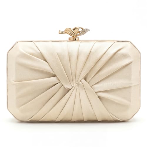 Image of CHUNLI Satin Clutch Bag, Elegant Clutch Purse for Women, Gold Evening Bags
