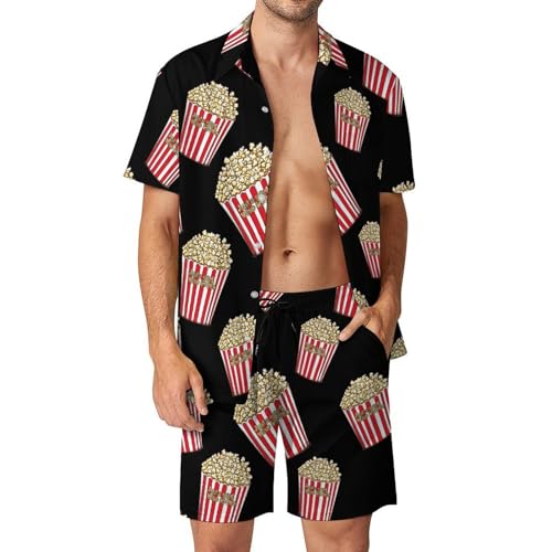 Camisa con botones de manga corta y pantalones cortos para hombre en conjunto de ropa casual de verano