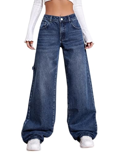 Image of Leriya Fashion Women's Wide Leg Fit High Rise Baggy | Wide Leg Jeans High Waist | Bell Bottom | Cargo Jeans