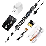 MINIWARE Mini Electric Soldering Iron Kit TS101, 45W Power Supply, Adjustable Temperature 50℃-400℃, Programmable, Type-C, OLED Display, Powered by USB Wall Charger, Black