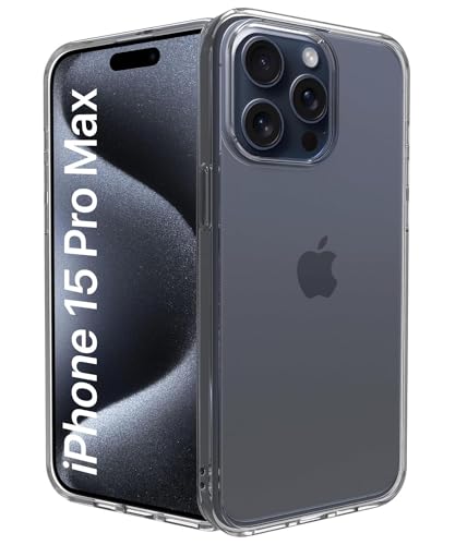 Image of WOW IMAGINE Crystal Clear Back Cover Case for Apple iPhone 15 Pro Max | Full Device & Camera Protection | Shockproof TPU Silicone Back Case Mobile Cover - Transparent