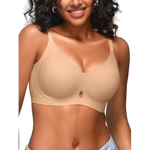 S-L Wireless Jelly Bras for Women with Support - Seamless Bra No Underwire Full Coverage Comfort T-Shirt Bralette Skin XX-Large