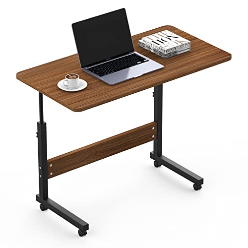 EXSELTMAN Mesa Ordenador Portatil con Ruedas, 80x40 cm Mesa Ajustable en Altura 69-89 cm, Mesa Auxiliar Plegable, Sofa, Mesa de Ordenador Portatil
