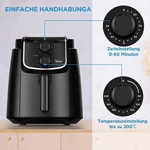 Midea MF-TN40D2 Airfryer XL, heteluchtfriteuse 4 liter, Dual Cyclone technologie, 90% minder vet, heteluchtfriteuse 1500 W, timer van 60 minuten, temperatuurregeling 200 °C, automatische - Afbeelding 4