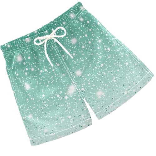 Pigsaly Boys Swim Trunks Light Sea Green Gradient Flashing Glitter Boys Board Shorts Swimsuit Swimwear Bathing Suit 3T